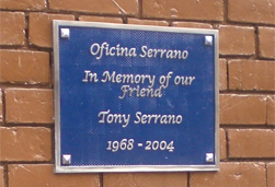 Tony Serrano Memorial Plaque
